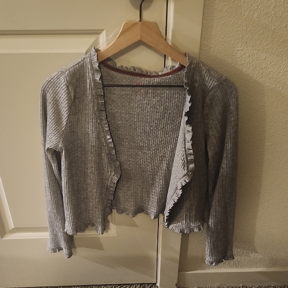 Gray Ruffled Girl's Sweater